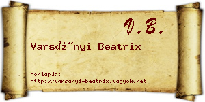 Varsányi Beatrix névjegykártya